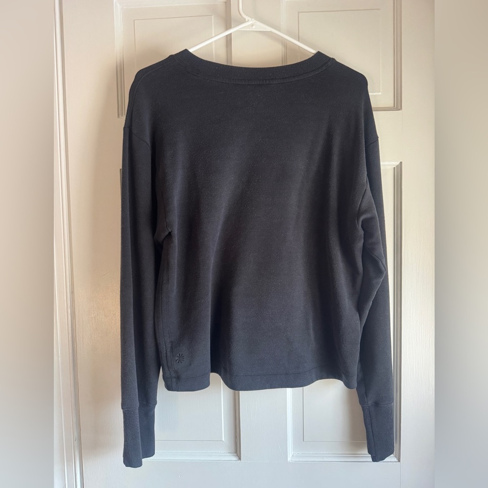 Athleta Black Cropped Sweatshirt Pullover | Size M | Soft Cozy - Picture 7 of 8
